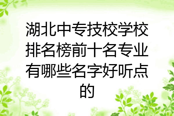 湖北中专技校学校排名榜前十名专业有哪些名字好听点的