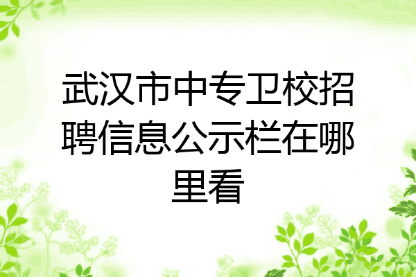 武汉市中专卫校招聘信息公示栏在哪里看