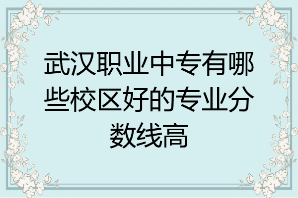 武汉职业中专有哪些校区好的专业分数线高