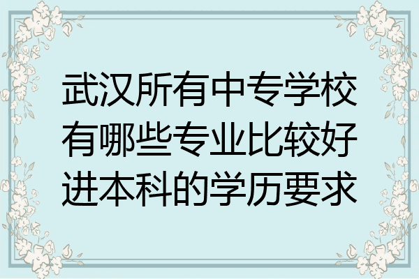 武汉所有中专学校有哪些专业比较好进本科的学历要求