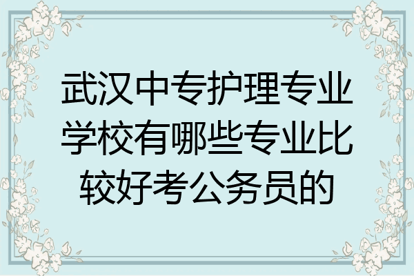 武汉中专护理专业学校有哪些专业比较好考公务员的