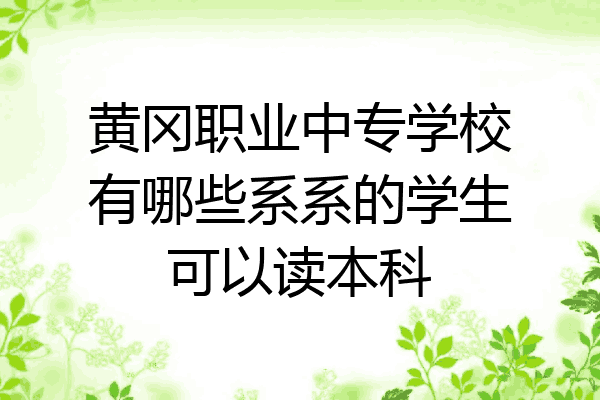 黄冈职业中专学校有哪些系系的学生可以读本科