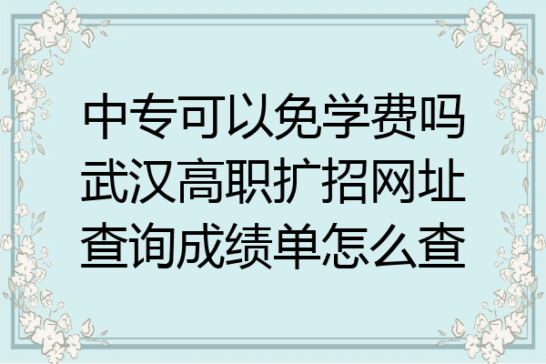 中专可以免学费吗武汉高职扩招网址查询成绩单怎么查