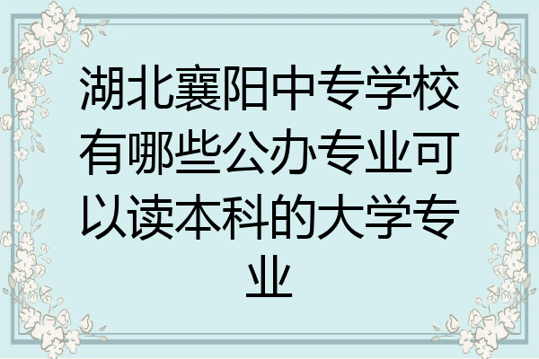 湖北襄阳中专学校有哪些公办专业可以读本科的大学专业