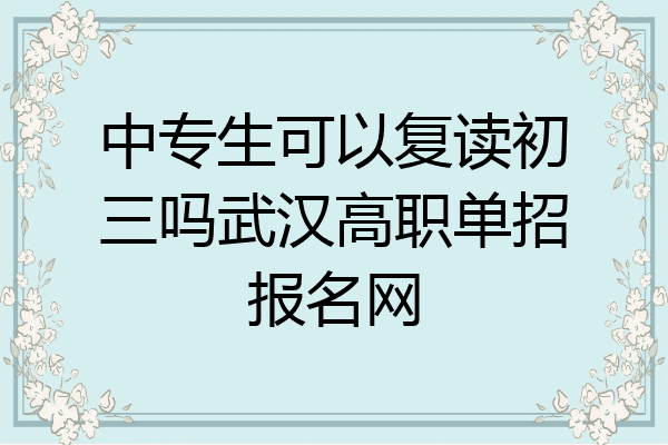 中专生可以复读初三吗武汉高职单招报名网