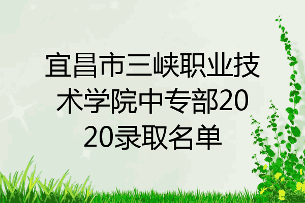 宜昌市三峡职业技术学院中专部2020录取名单