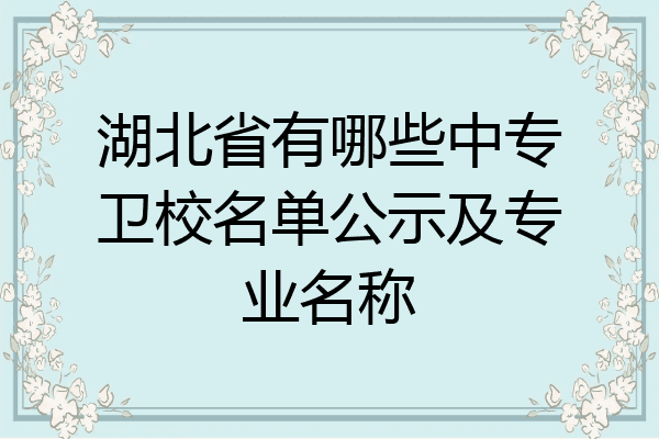 湖北省有哪些中专卫校名单公示及专业名称
