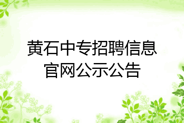 黄石中专招聘信息官网公示公告