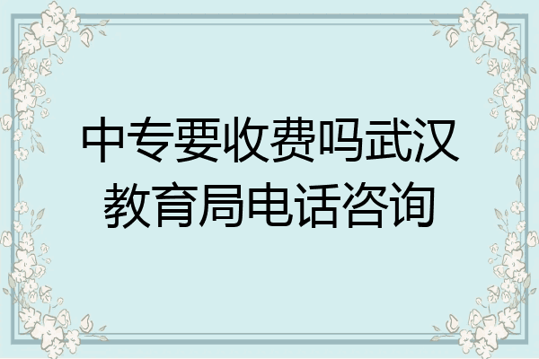 中专要收费吗武汉教育局电话咨询