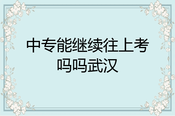 中专能继续往上考吗吗武汉