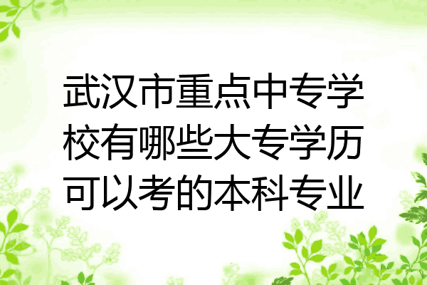 武汉市重点中专学校有哪些大专学历可以考的本科专业