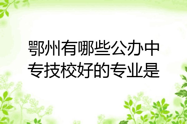 鄂州有哪些公办中专技校好的专业是