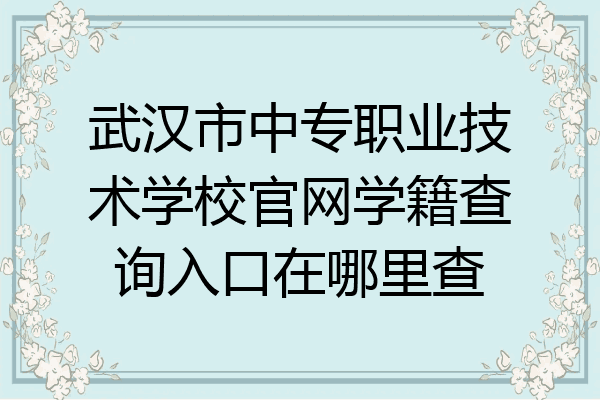 武汉市中专职业技术学校官网学籍查询入口在哪里查
