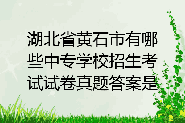 湖北省黄石市有哪些中专学校招生考试试卷真题答案是