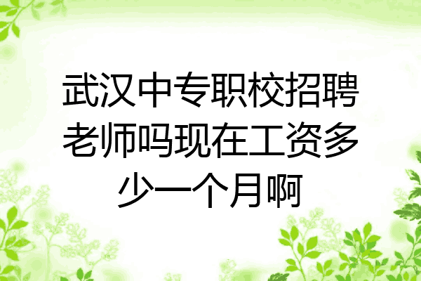 武汉中专职校招聘老师吗现在工资多少一个月啊