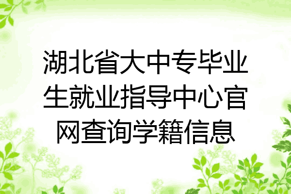 湖北省大中专毕业生就业指导中心官网查询学籍信息