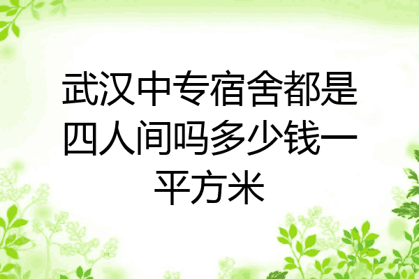 武汉中专宿舍都是四人间吗多少钱一平方米