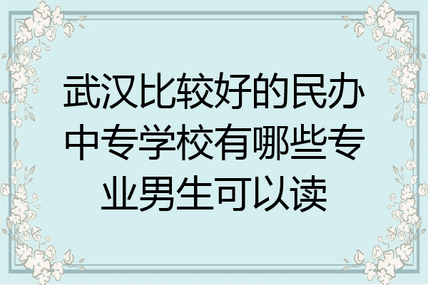武汉比较好的民办中专学校有哪些专业男生可以读