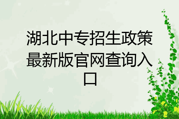 湖北中专招生政策最新版官网查询入口