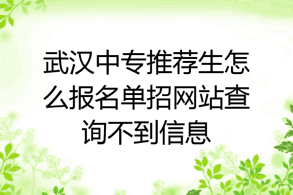 武汉中专推荐生怎么报名单招网站查询不到信息