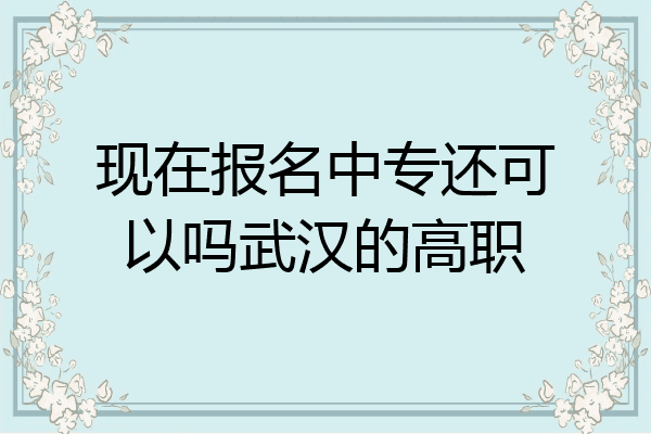 现在报名中专还可以吗武汉的高职