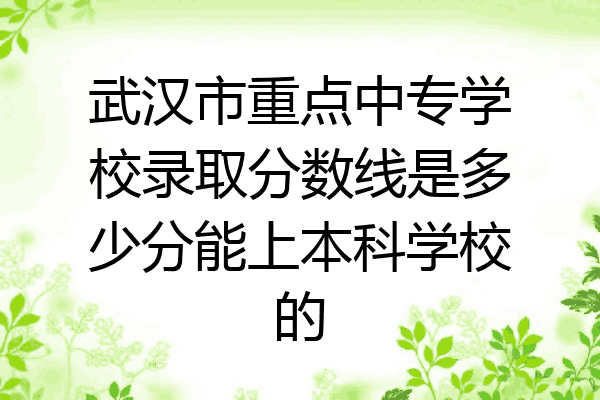 武汉市重点中专学校录取分数线是多少分能上本科学校的