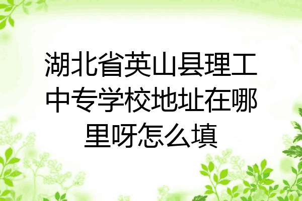 湖北省英山县理工中专学校地址在哪里呀怎么填