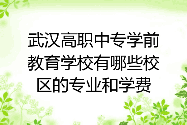武汉高职中专学前教育学校有哪些校区的专业和学费