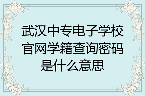武汉中专电子学校官网学籍查询密码是什么意思