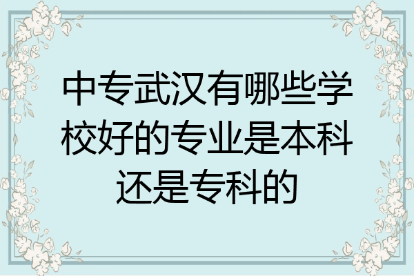 中专武汉有哪些学校好的专业是本科还是专科的