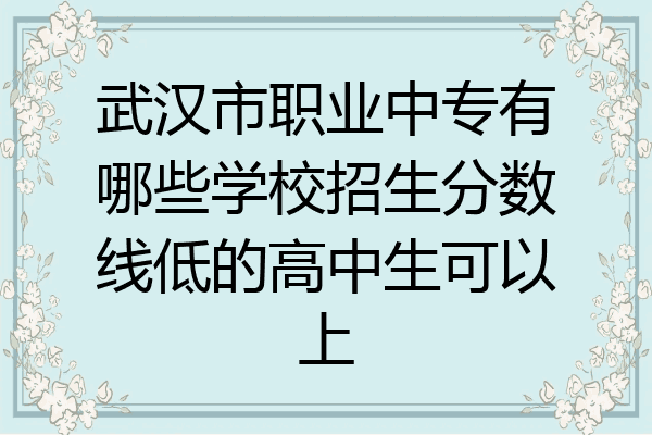 武汉市职业中专有哪些学校招生分数线低的高中生可以上
