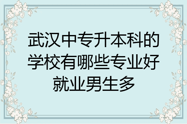 武汉中专升本科的学校有哪些专业好就业男生多