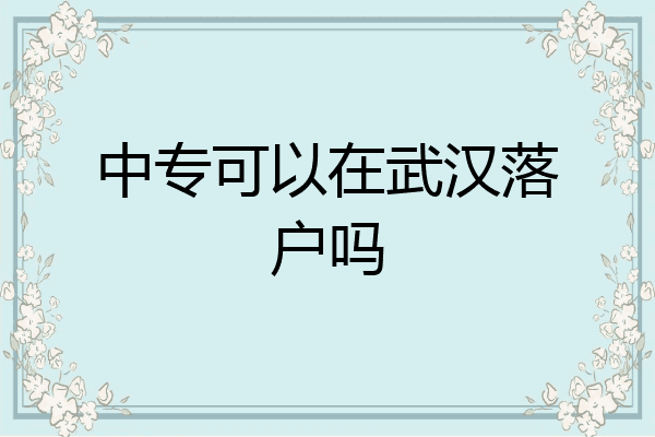中专可以在武汉落户吗
