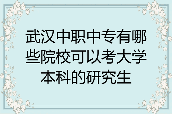 武汉中职中专有哪些院校可以考大学本科的研究生