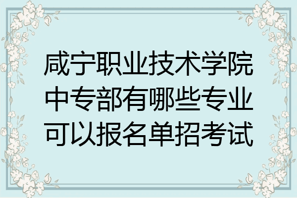 咸宁职业技术学院中专部有哪些专业可以报名单招考试