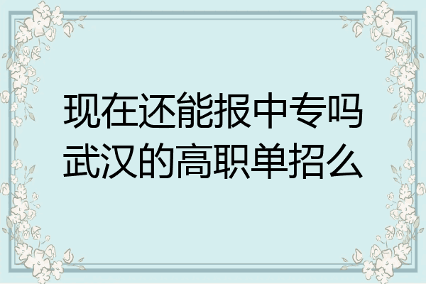 现在还能报中专吗武汉的高职单招么