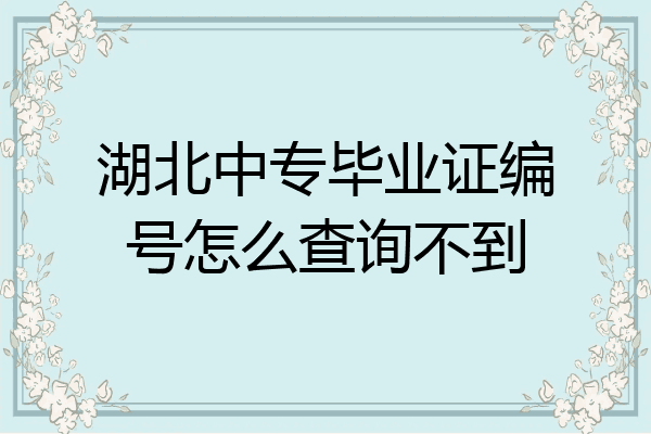 湖北中专毕业证编号怎么查询不到