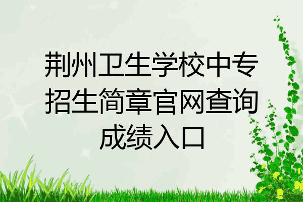 荆州卫生学校中专招生简章官网查询成绩入口