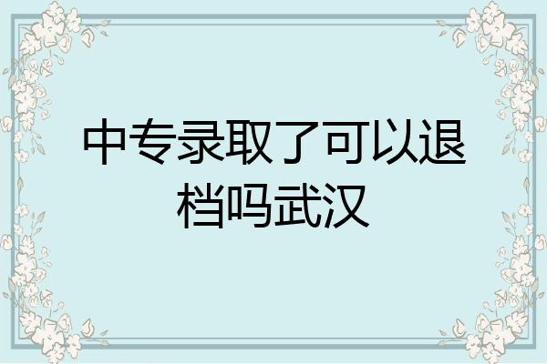 中专录取了可以退档吗武汉