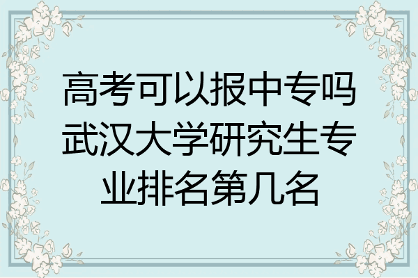 高考可以报中专吗武汉大学研究生专业排名第几名