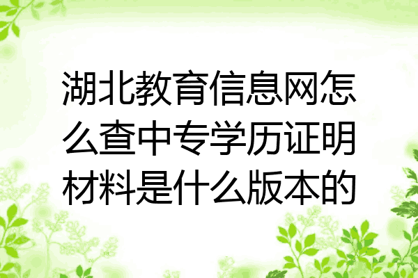 湖北教育信息网怎么查中专学历证明材料是什么版本的