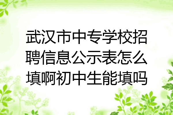 武汉市中专学校招聘信息公示表怎么填啊初中生能填吗