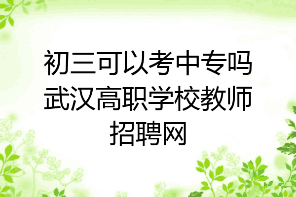 初三可以考中专吗武汉高职学校教师招聘网