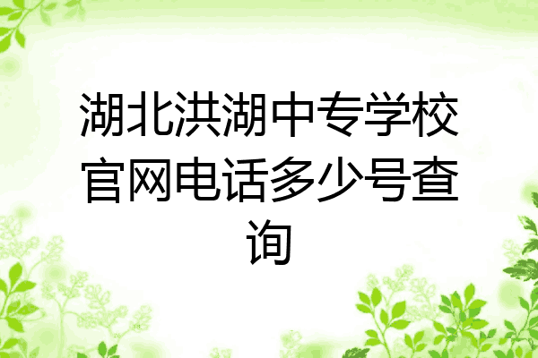湖北洪湖中专学校官网电话多少号查询