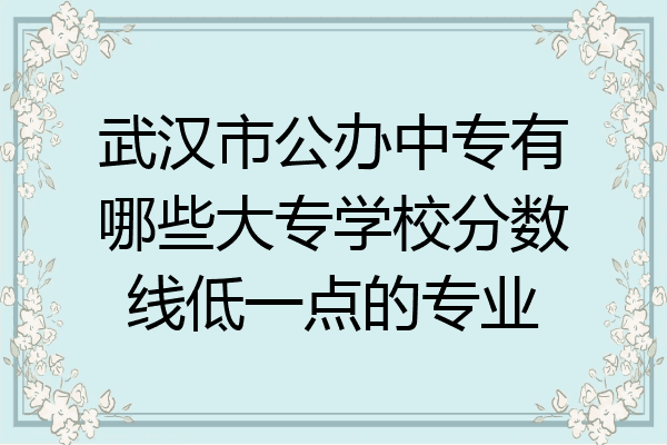 武汉市公办中专有哪些大专学校分数线低一点的专业