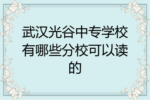 武汉光谷中专学校有哪些分校可以读的