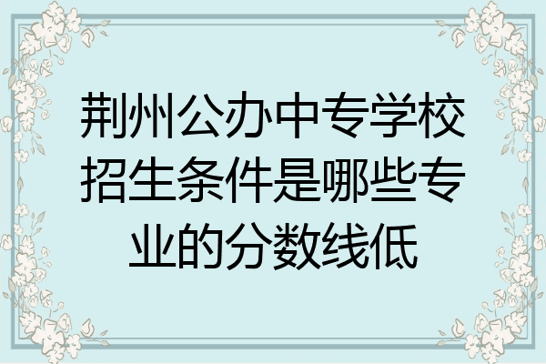 荆州公办中专学校招生条件是哪些专业的分数线低
