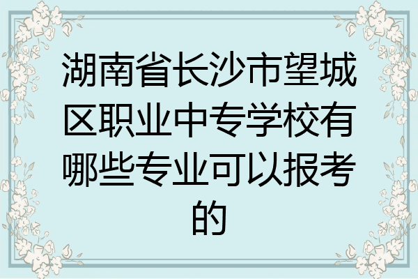湖南省长沙市望城区职业中专学校有哪些专业可以报考的