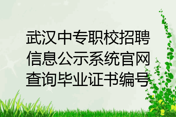 武汉中专职校招聘信息公示系统官网查询毕业证书编号