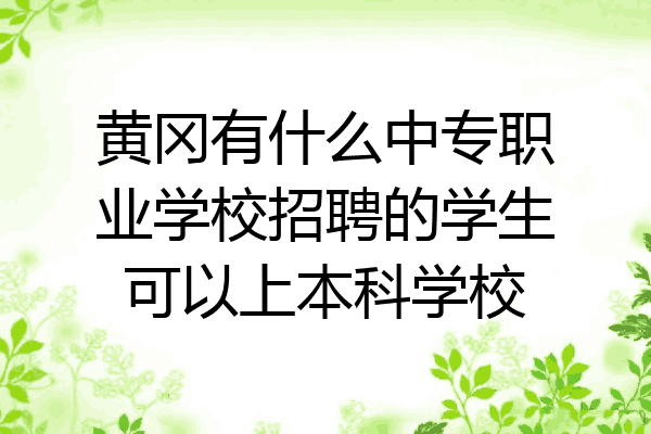 黄冈有什么中专职业学校招聘的学生可以上本科学校